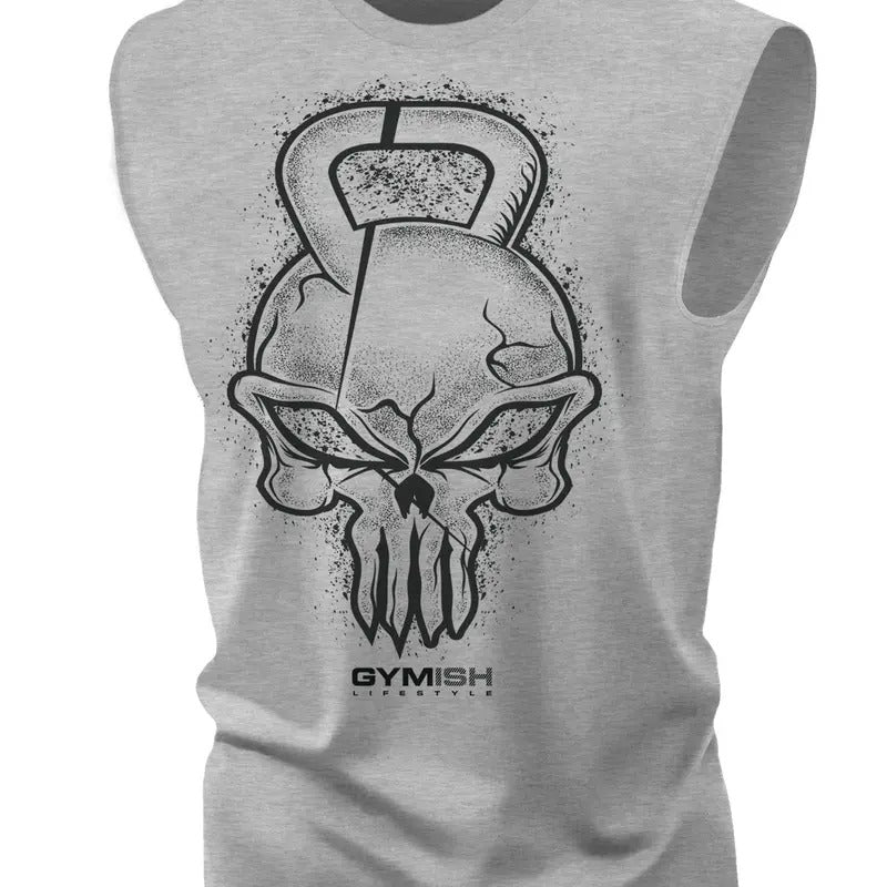 028. Gym Reaper Skull Funny Workout Muscle Tank Top for Men T-Shirts, Hoodie, Sweatshirt | InkThreadWorks.com