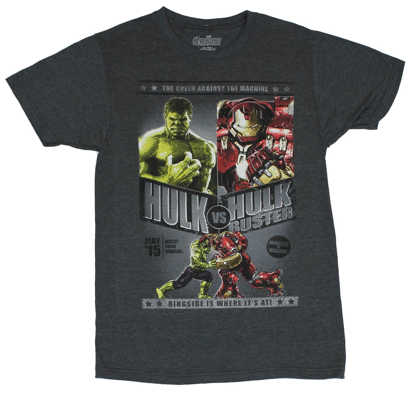 The Avengers Ultron Mens T-Shirt - Hulk Vs Iron Man Hulkbuster Poster Image