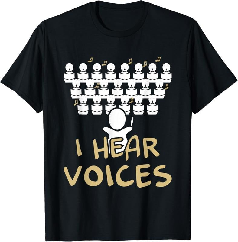 100% Cotton Choir Teacher Shirt I Hear Voices Funny Chorister Tee T-Shirt