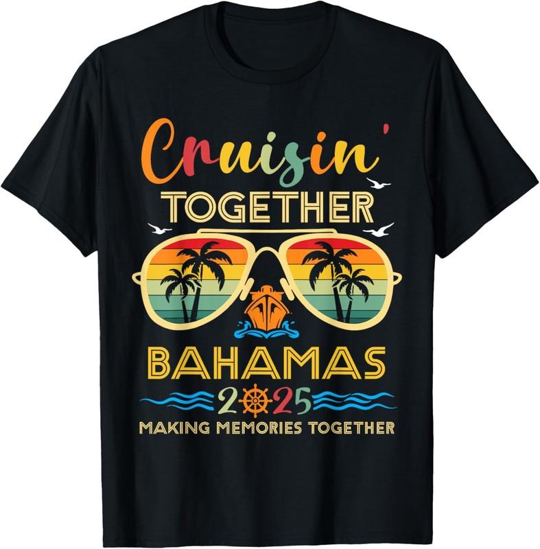 100% Cotton Cruisin Together Bahamas 2025 Trip Vacation Family Squad T-Shirt