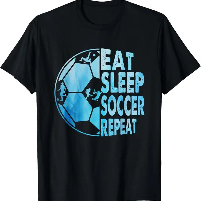 100% Cotton Eat Sleep Soccer Repeat For Youth Girls Boys Purple T-Shirt