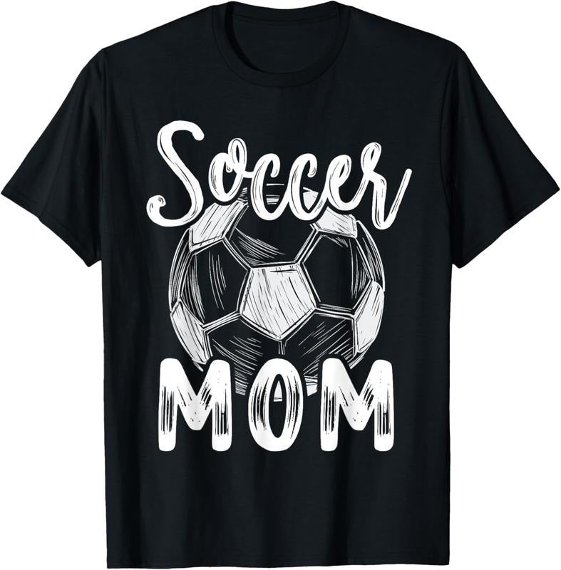 100% Cotton Soccer Mom For Women Family Matching Team Player Soccer Ball T-Shirt
