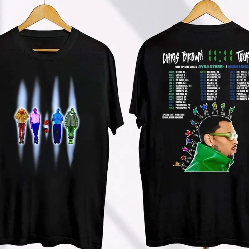 11 11 Tour Chris 2024 Shirt, Brown Fan Shirt, Brown 2024 Concert Shirt, Brown Tour Tee, Chris Graphic Shirt, Cotton Round Neck Tee, Unisex T-shirt for Men and Women, Full Color, Menswear, Womenswear Top Crewneck Tshirt