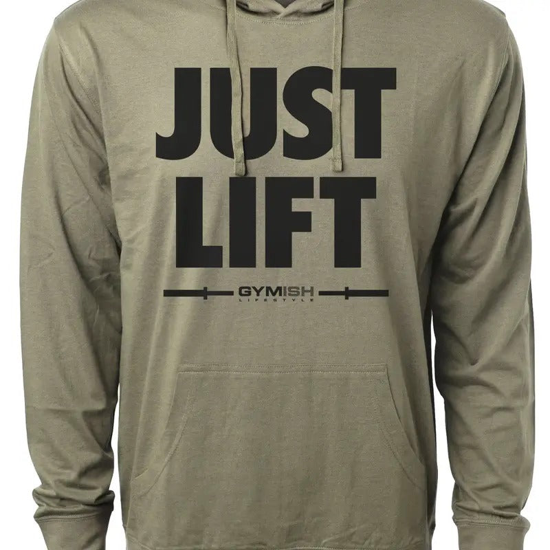 114. Just Lift Funny Workout Gym Hoodie for Men Cotton Menswear