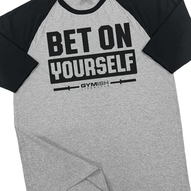 117. RAGLAN Bet On Yourself Funny Workout Gym T-Shirt for Men Hoodie, Sweatshirt | InkThreadWorks.com