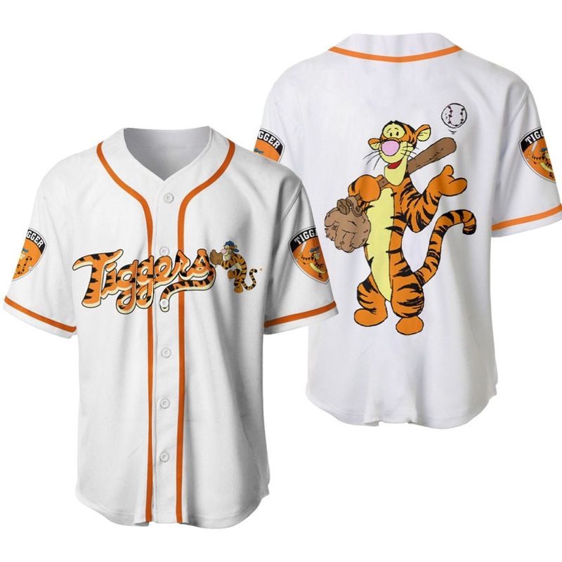 Tigger Winnie The Pooh Baseball Player Disney Cartoon Graphics All Over Print 3D Unisex Baseball Jersey - Bafud