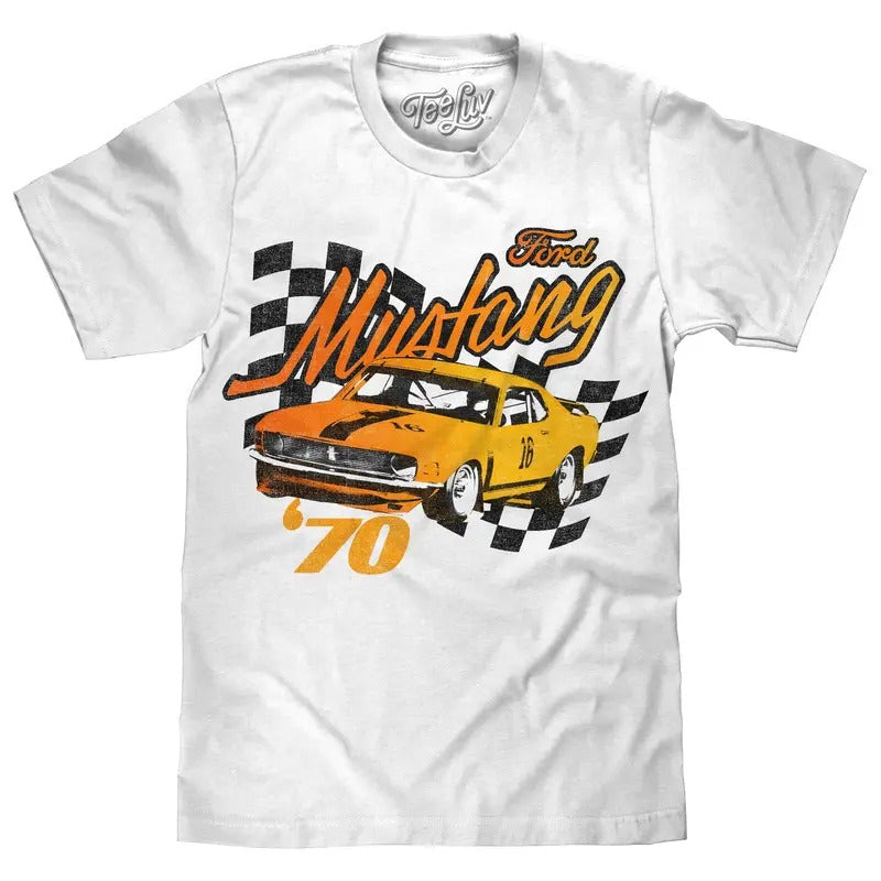 1970 Ford Mustang T-Shirt - White Hoodie, Sweatshirt | InkThreadWorks.com