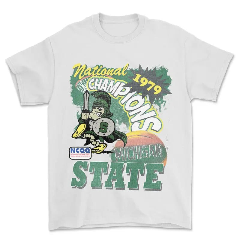 1979 NCAA National Champions Michigan State T-Shirt, graphic vintage sports tees for men