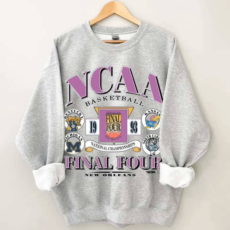 1993 NCAA Basketball Final Four Sweatshirt, Vintage Style College Sweater, Retro Basketball Sweatshirt, Top Menswear