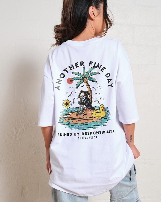 2 Sides ANOTHER FINE DAY OVERSIZED TEE, Men Summer Fashion Cotton, Oversized Cotton Menswear, S to 3XL Soft Top Hoodie,...