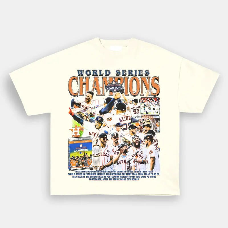 2017 WORLD SERIES CHAMPS- Vintage baseball Graphic Tee- Vintage baseball Graphic T-Shirt PGA Masters The Open Golf Casual Classic Cotton Fabric Menswear Top Medium Tee