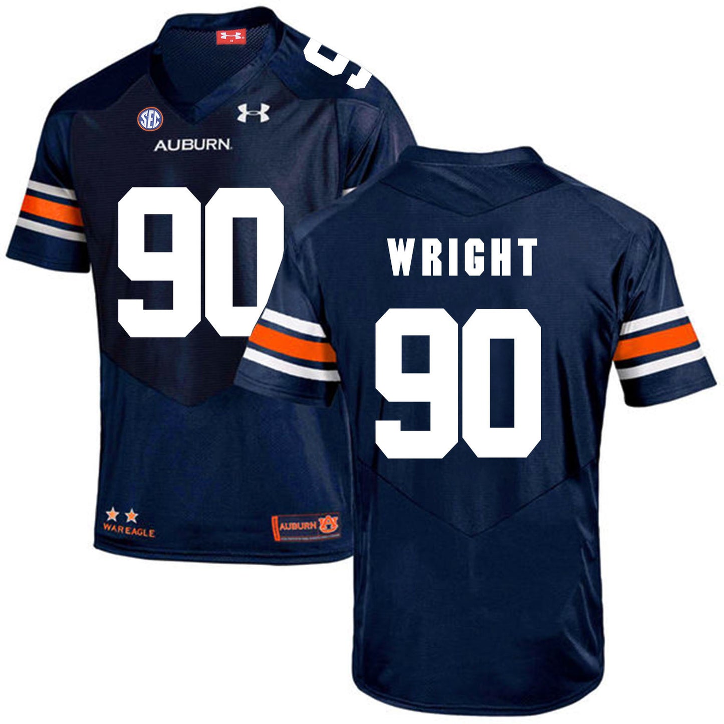 2017 Auburn Tigers Under Armour Gabe Wright 90 Navy