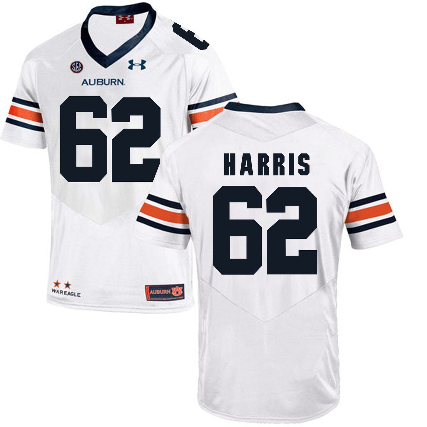 2017 Auburn Tigers Under Armour Josh Harris 62 White