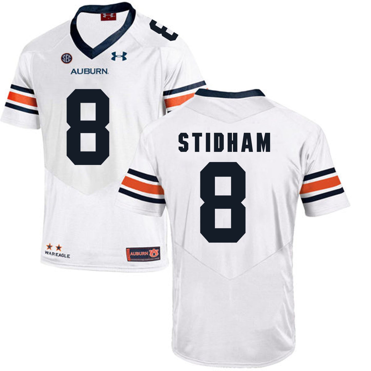 2017 Auburn Tigers Under Armour STIDHAM 8 White