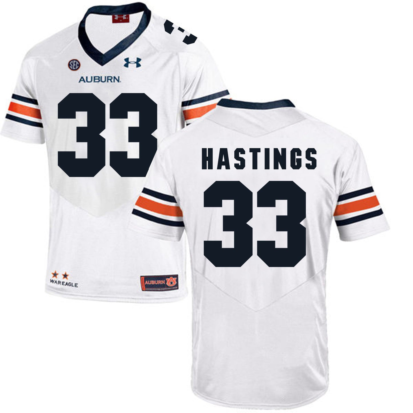 2017 Auburn Tigers Under Armour Will Hastings 33 White