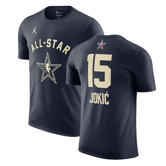 2024 All-Star #15 Nikola Jokic Navy T-Shirt Style 2