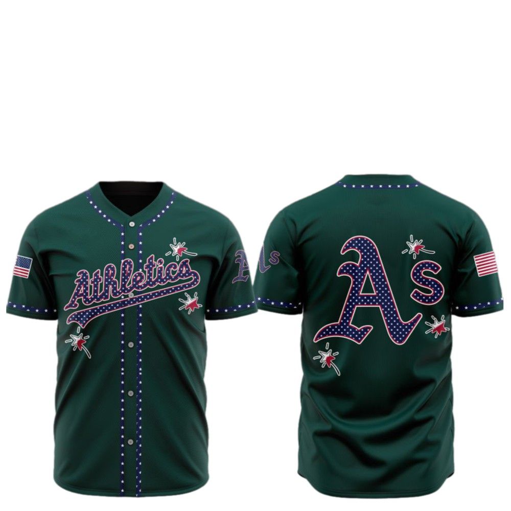 2025 Athletics Happy Independence Day Baseball Jersey - Grishko.com