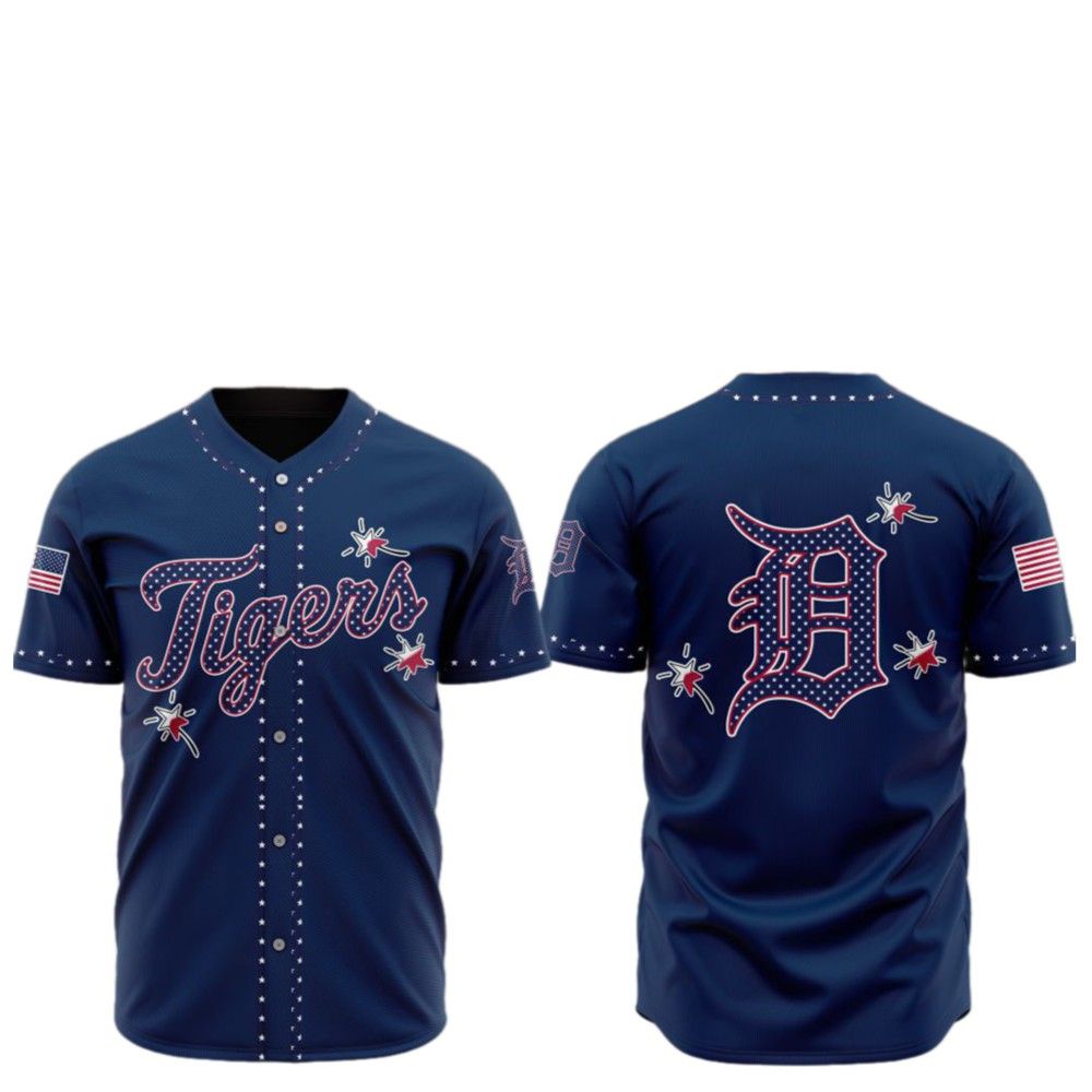 2025 Detroit Tigers Happy Independence Day Baseball Jersey - Grishko.com