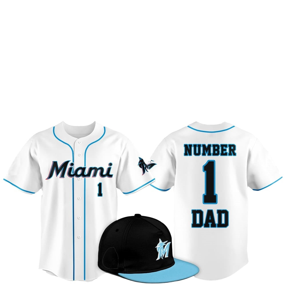 2025 Miami Marlins Father Day Number 1 Dad Baseball Jersey - Grishko.com