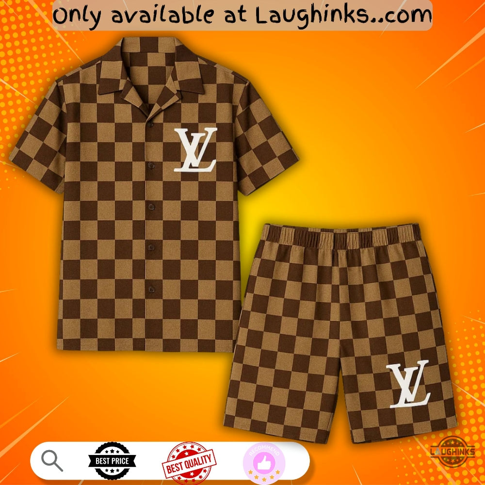 2025 New Summer Suit Lv Hawaiian Shirt And Shorts