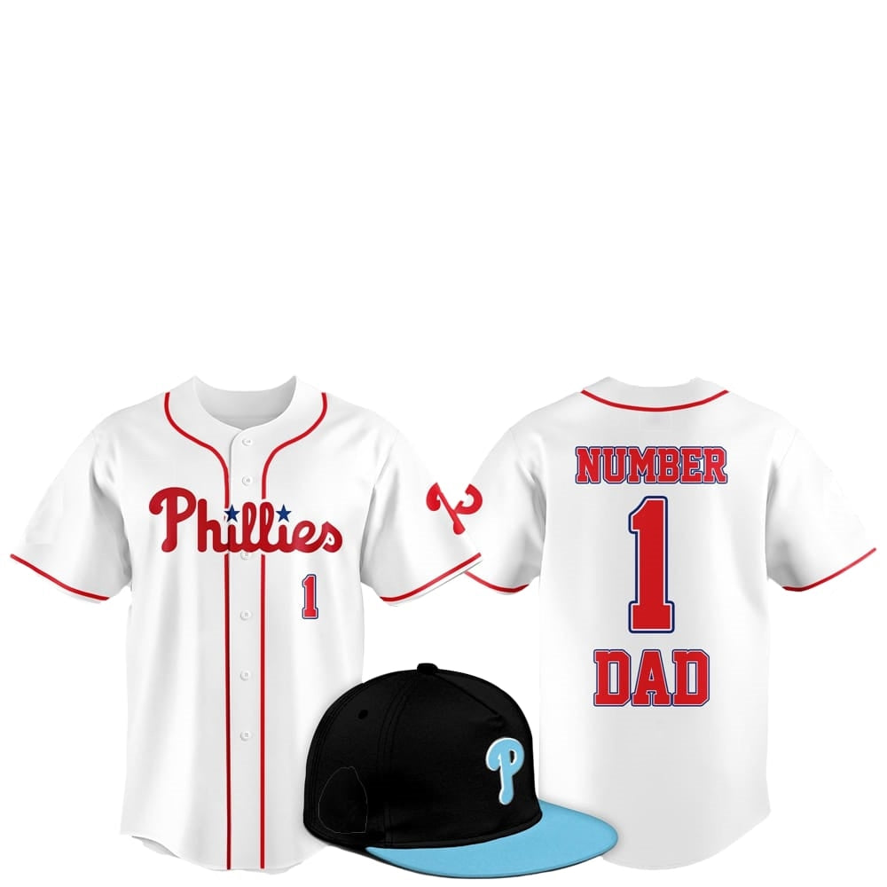 2025 Philadelphia Phillies Father Day Number 1 Dad Baseball Jersey - Grishko.com