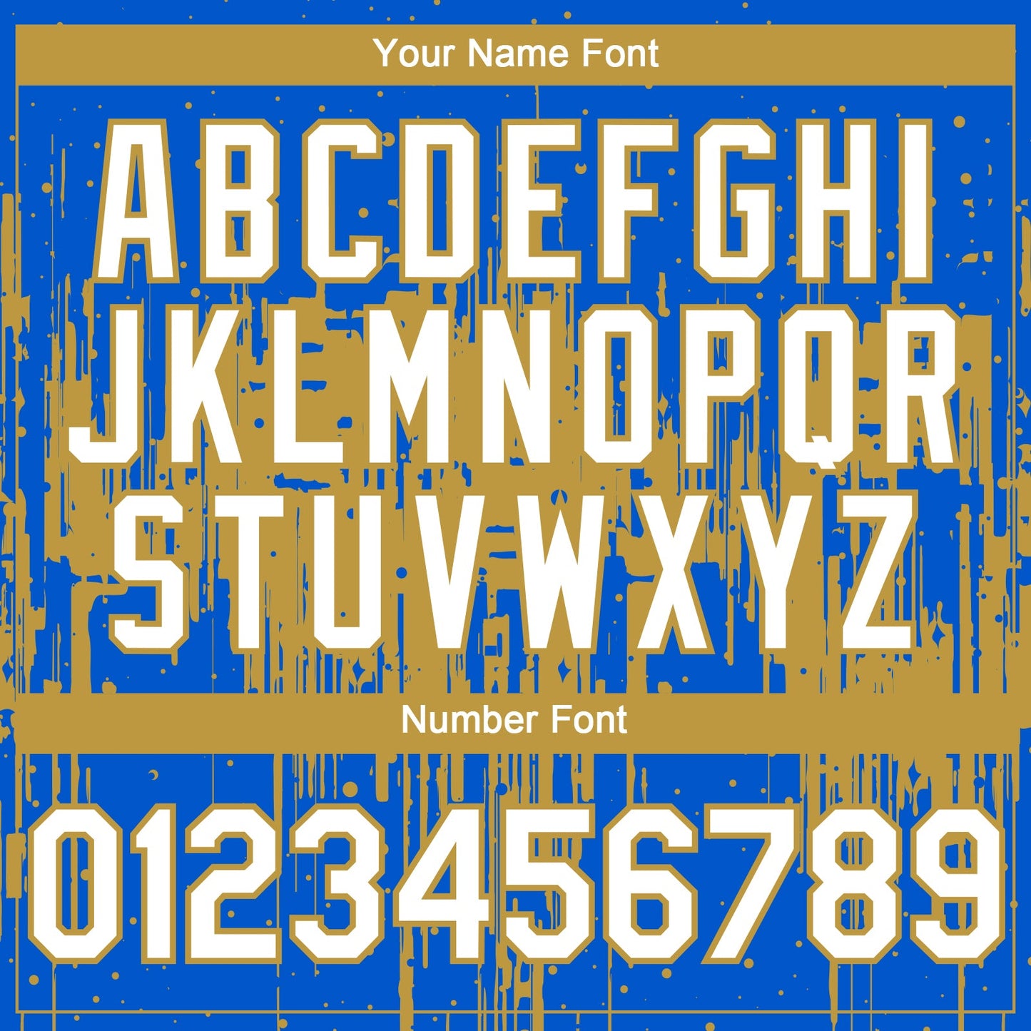 Custom Thunder Blue White-Old Gold Dripping Splatter Paint Authentic Baseball Jersey