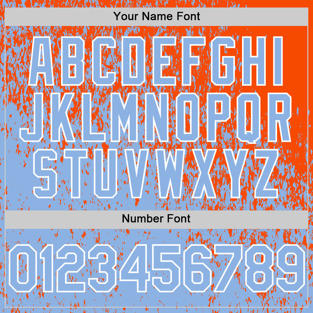 Custom Orange Light Blue-White Abstract Fragment Splatter Authentic Baseball Jersey
