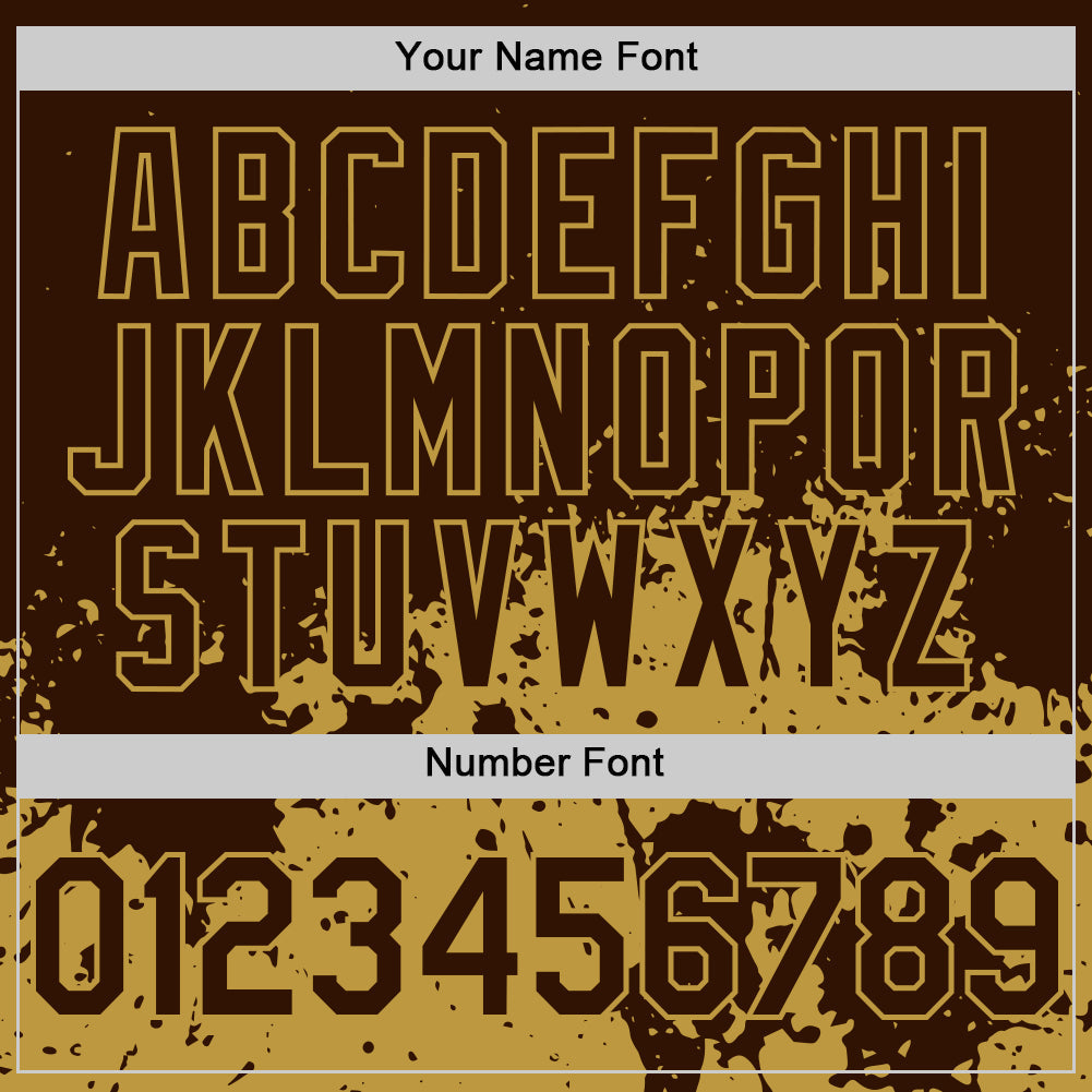 Custom Brown Old Gold Abstract Splatter Grunge Authentic Baseball Jersey