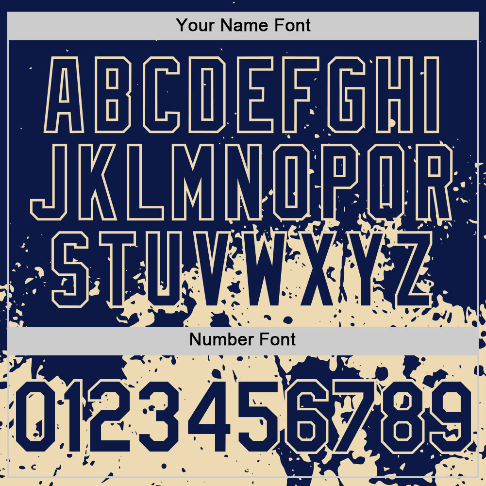 Custom Navy Cream Abstract Splatter Grunge Authentic Baseball Jersey