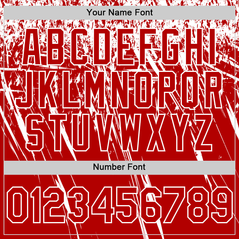 Custom Red White Distressed Scratch Brush Stroke Authentic Baseball Jersey