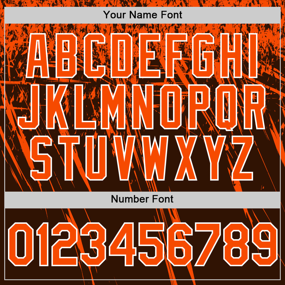 Custom Brown Orange-White Distressed Scratch Brush Stroke Authentic Baseball Jersey