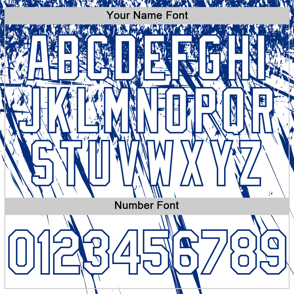Custom White Royal Distressed Scratch Brush Stroke Authentic Baseball Jersey