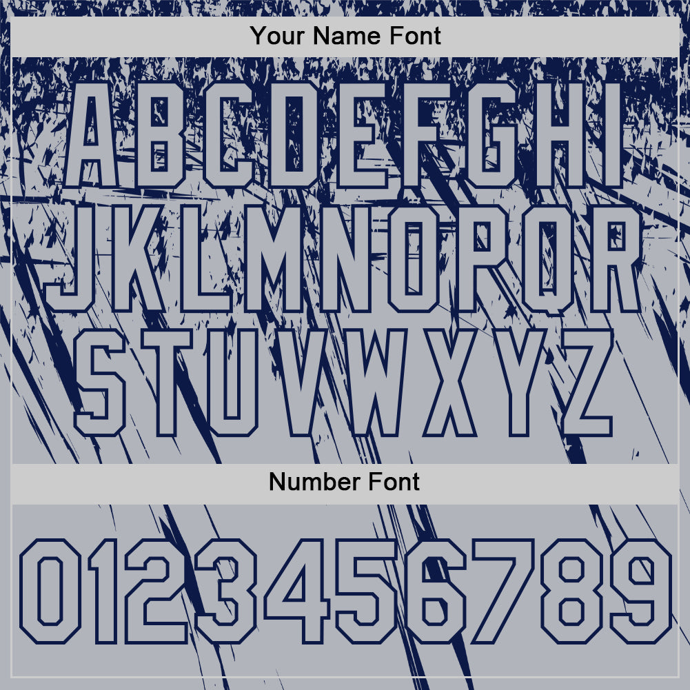 Custom Gray Navy Distressed Scratch Brush Stroke Authentic Baseball Jersey