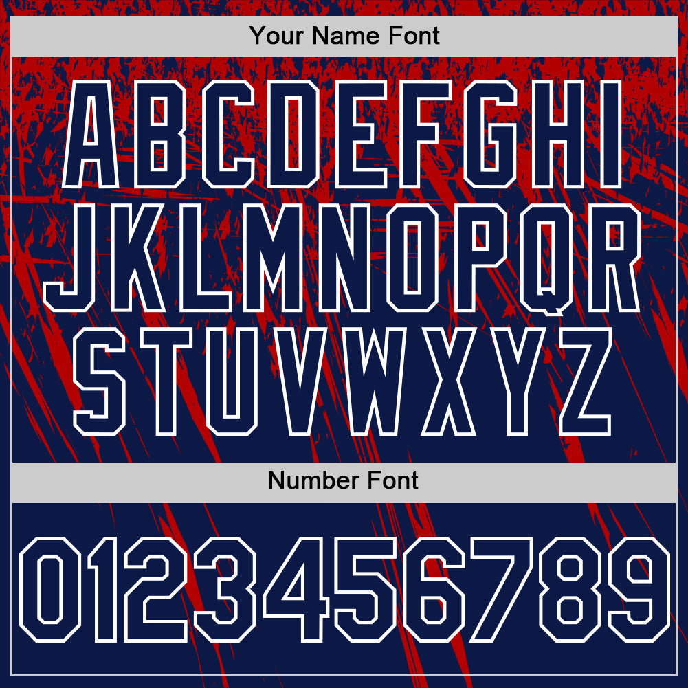 Custom Navy Red-White Distressed Scratch Brush Stroke Authentic Baseball Jersey