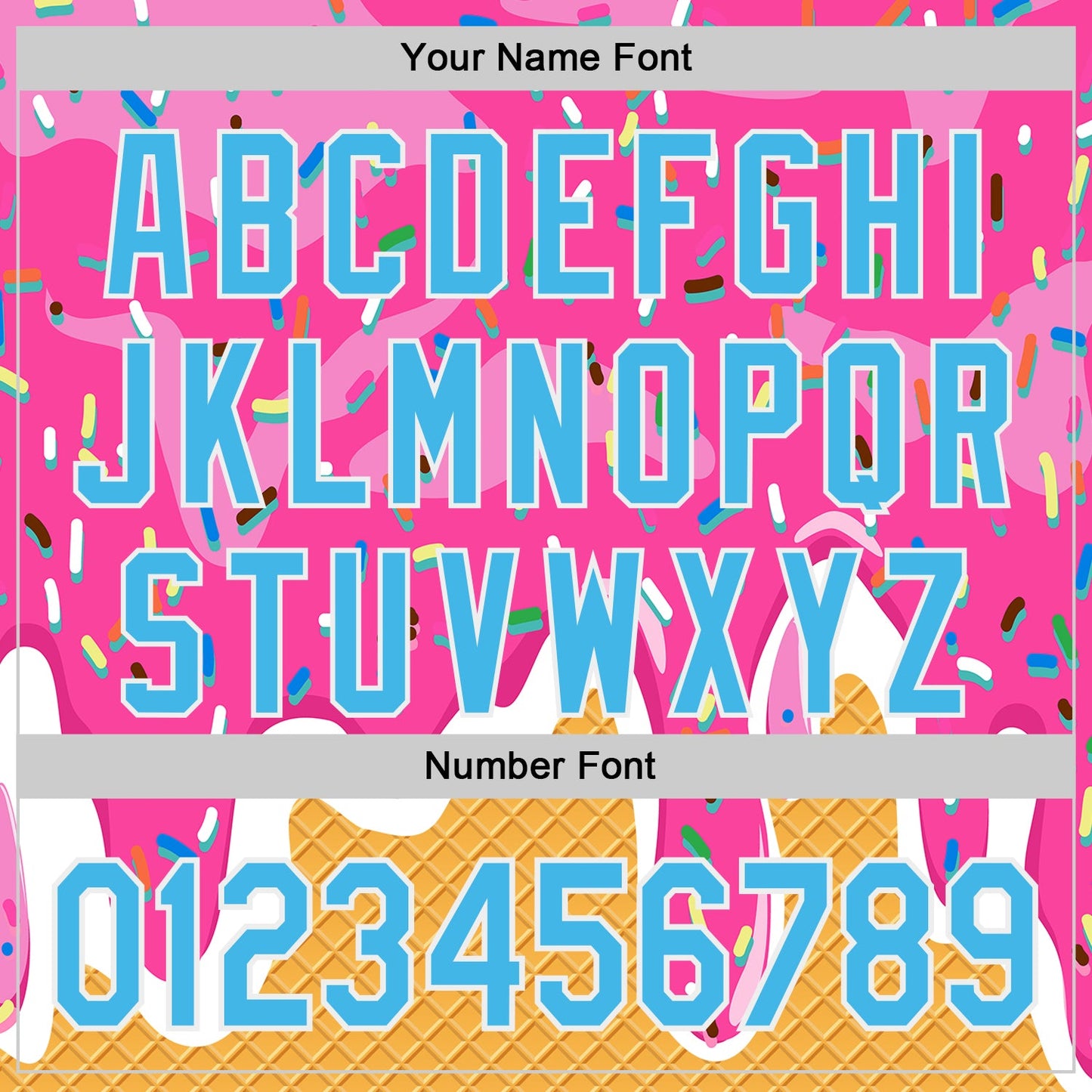 Custom Pink Sky Blue Yellow-White Foodie Food Dessert Melting Cream Waffle Grid Authentic Baseball Jersey