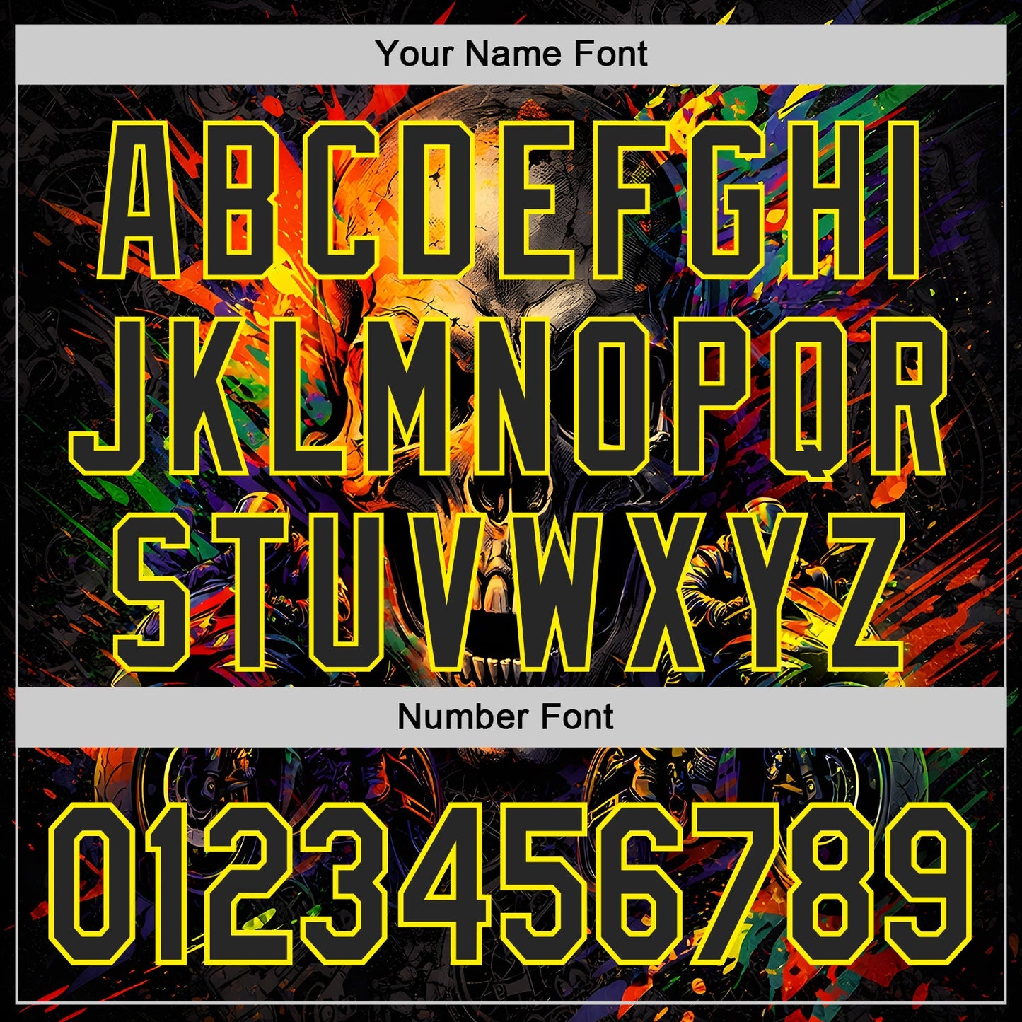 Custom Black-Light Yellow 3D Pattern Design Motorcycle Motocross Skull Authentic Baseball Jersey