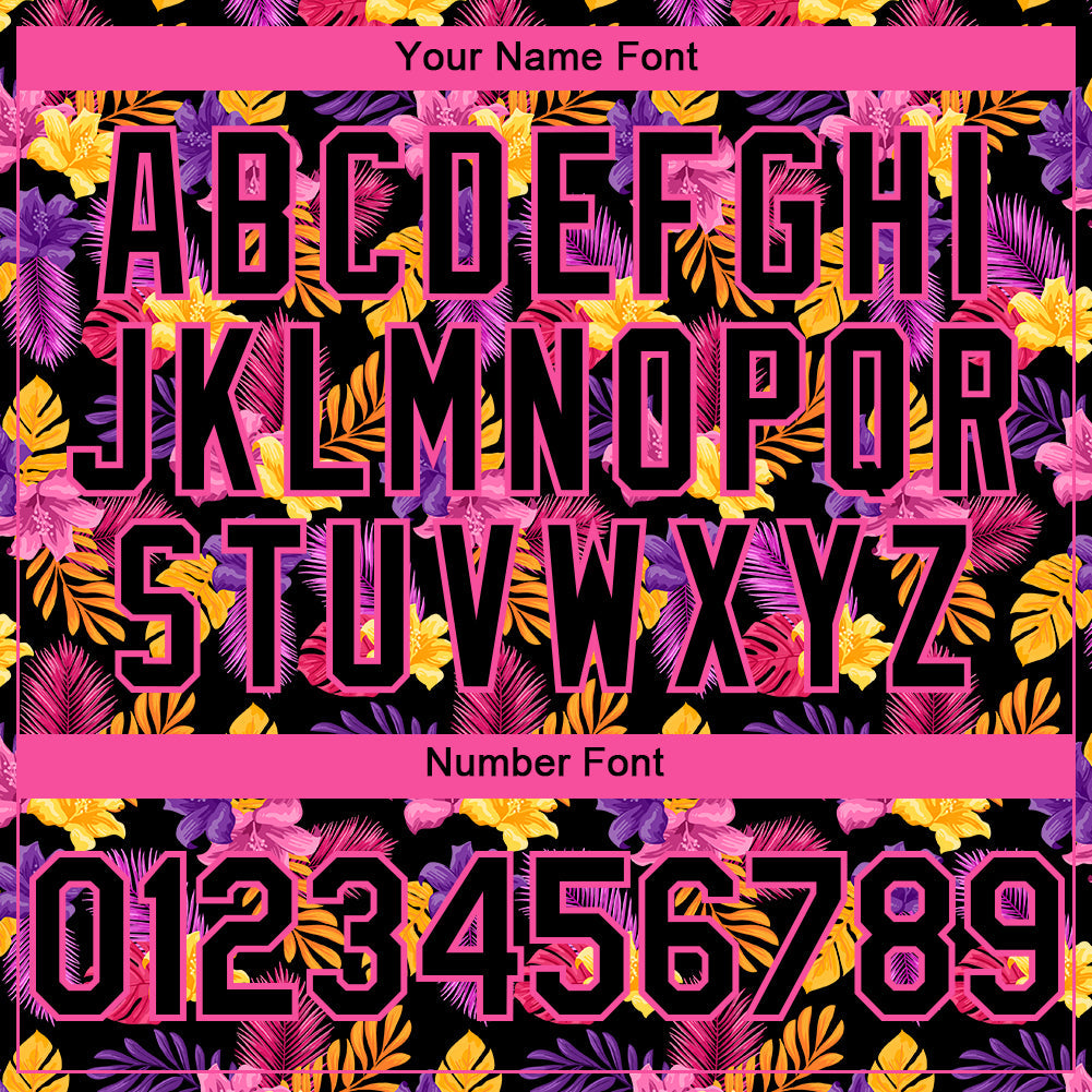 Custom Black Pink 3D Pattern Design Tropical Flower And Hawaii Palm Leaves Authentic Baseball Jersey