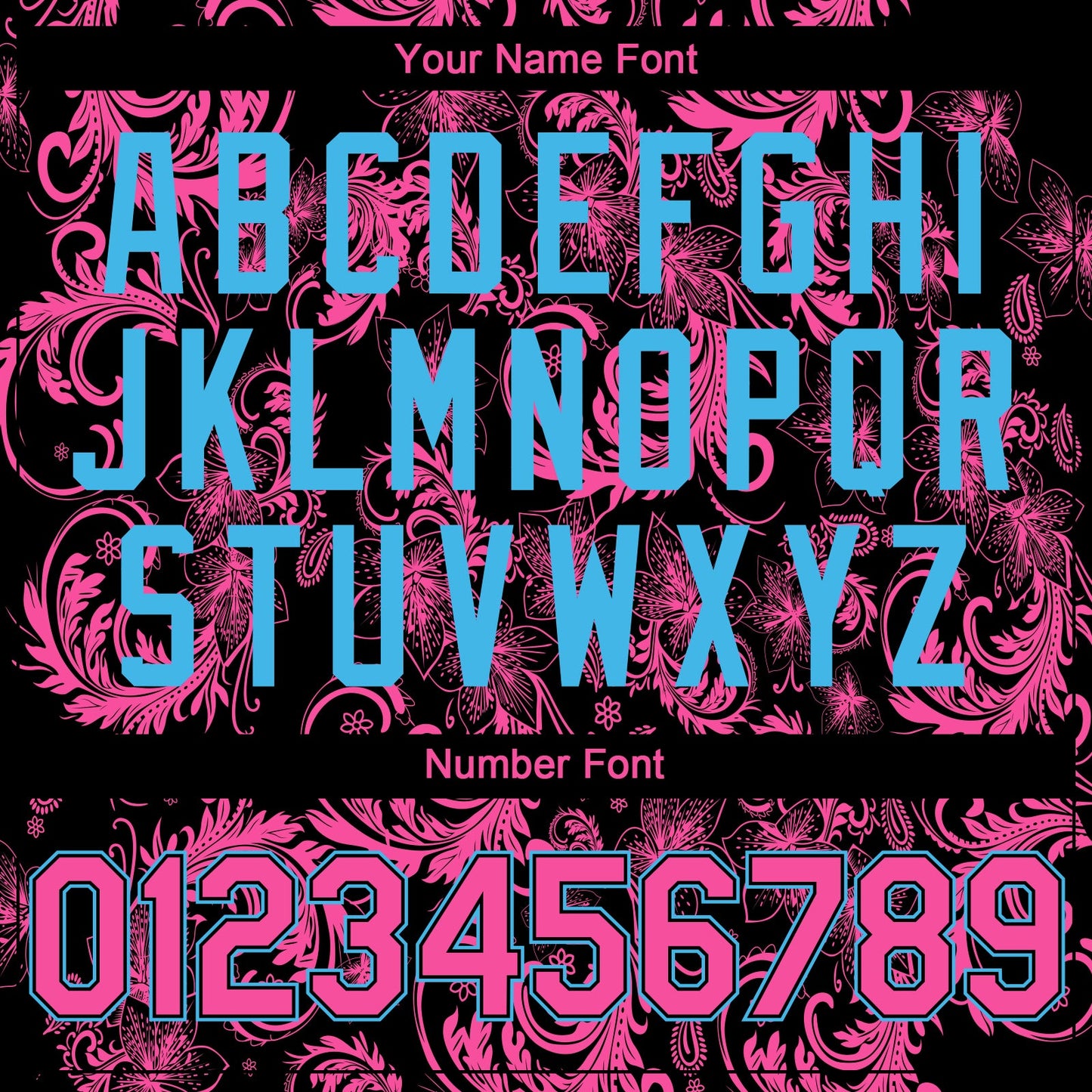 Custom Black Pink-Sky Blue Flower Authentic Baseball Jersey