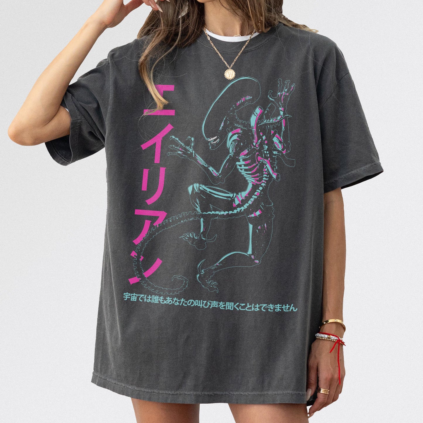Vintage Alien Retro Japanese Xenomorph Unisex T-shirt, Sweatshirt, Hoodie (5)