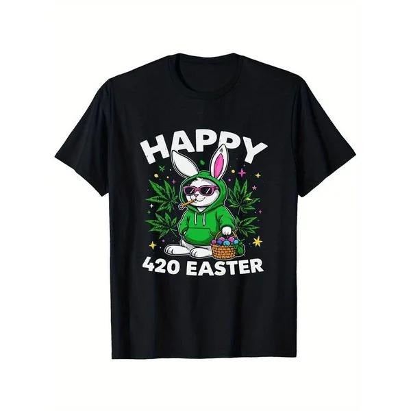 420 Easter Bunny T-shirts, Stoner Bunny Weed Sweatshirt, Cotton Knit, Classic Design, Perfect Gifts For Smoker