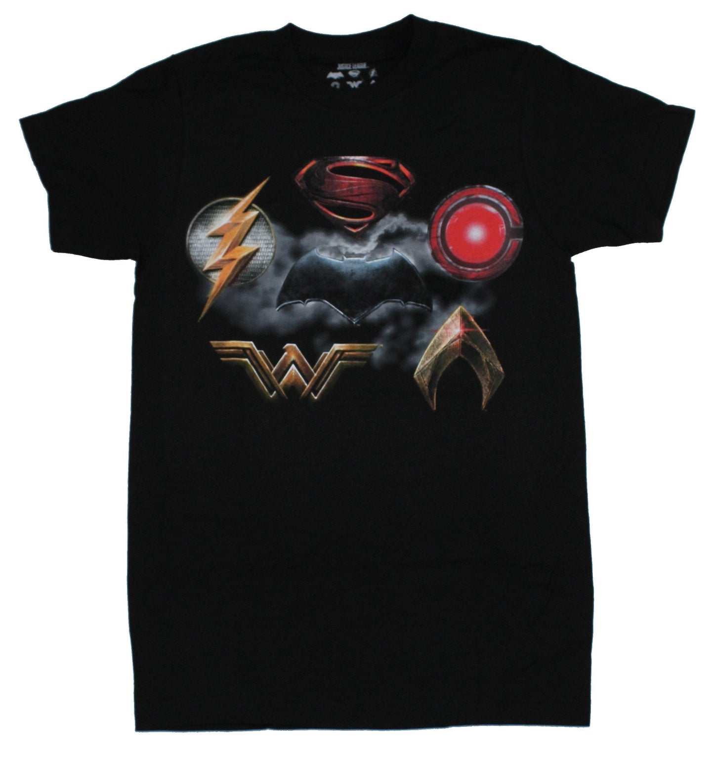 Justice League Mens T-Shirt - Movie Style Logo's Around Batman Logo