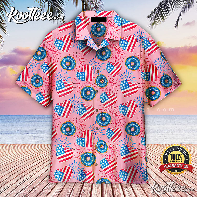 4th Of July Love American Donuts Hawaiian Shirt