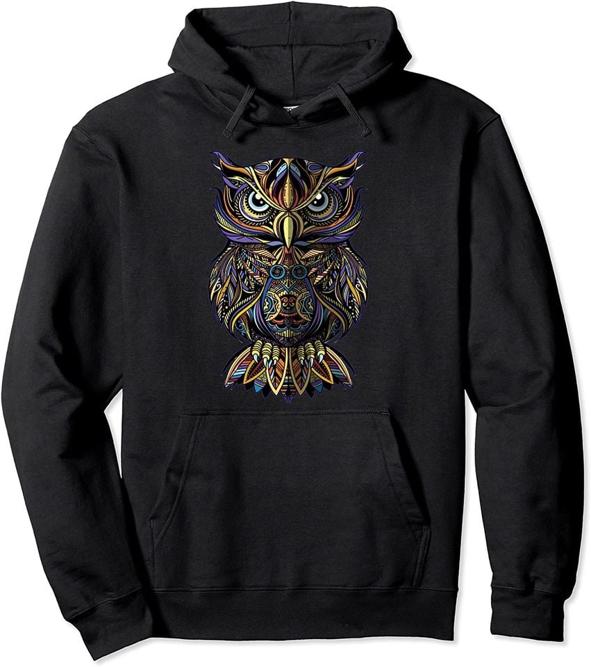 Angry Owl Hoodie Geometric owl artistic wise angry nocturnal bird Pullover