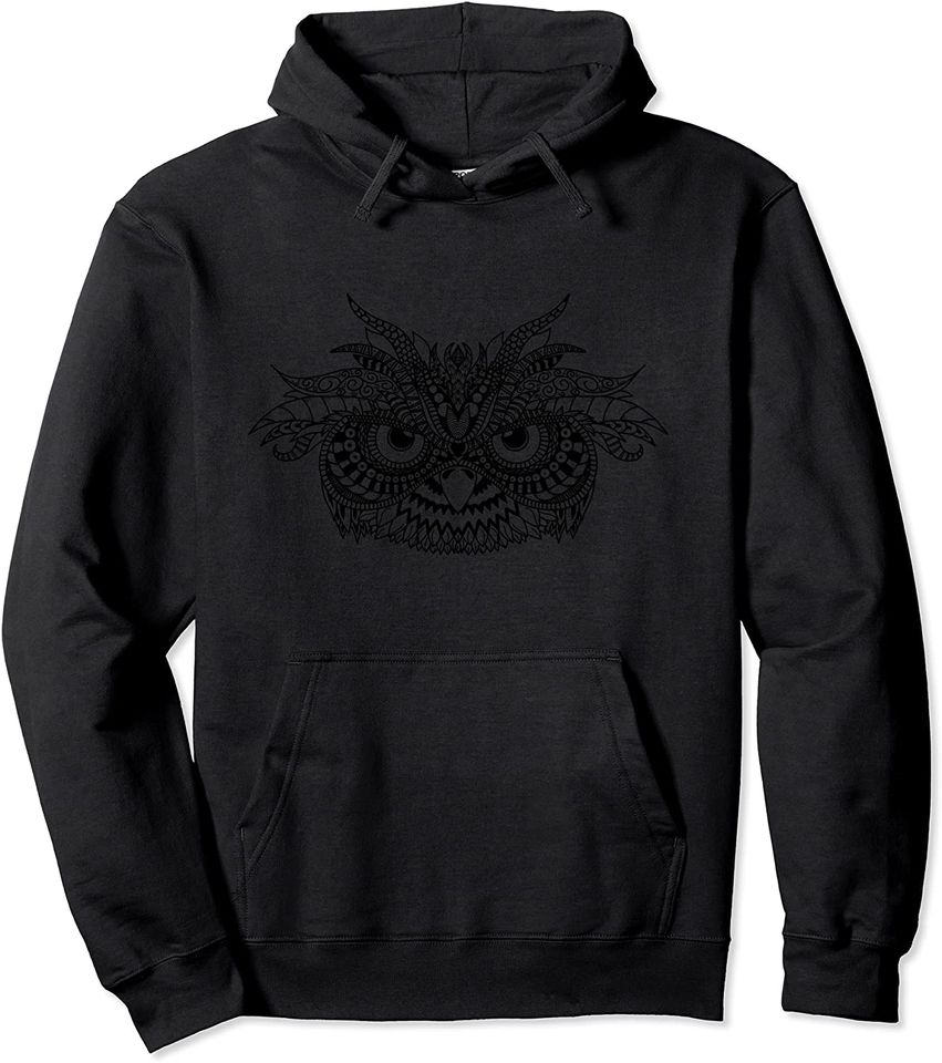 Angry Owl Hoodie Eyes Owl Bird Mandala Artwork Pullover