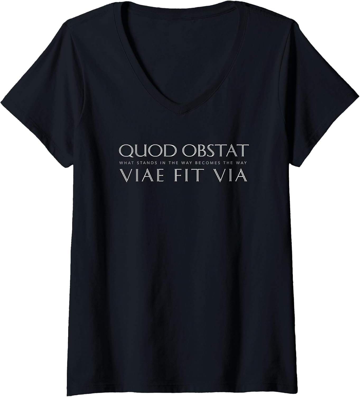 Womens Latin Inspirational Quote: Quod Obstat Viae Fit Via V-Neck T-Shirt