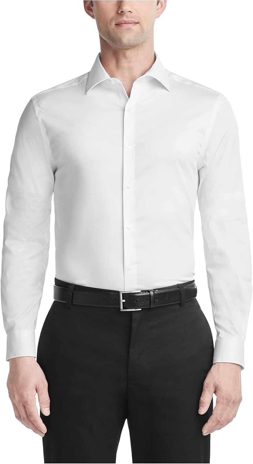 Men's Dress Shirt Slim Fit Ultra Wrinkle Free Flex Collar Stretch