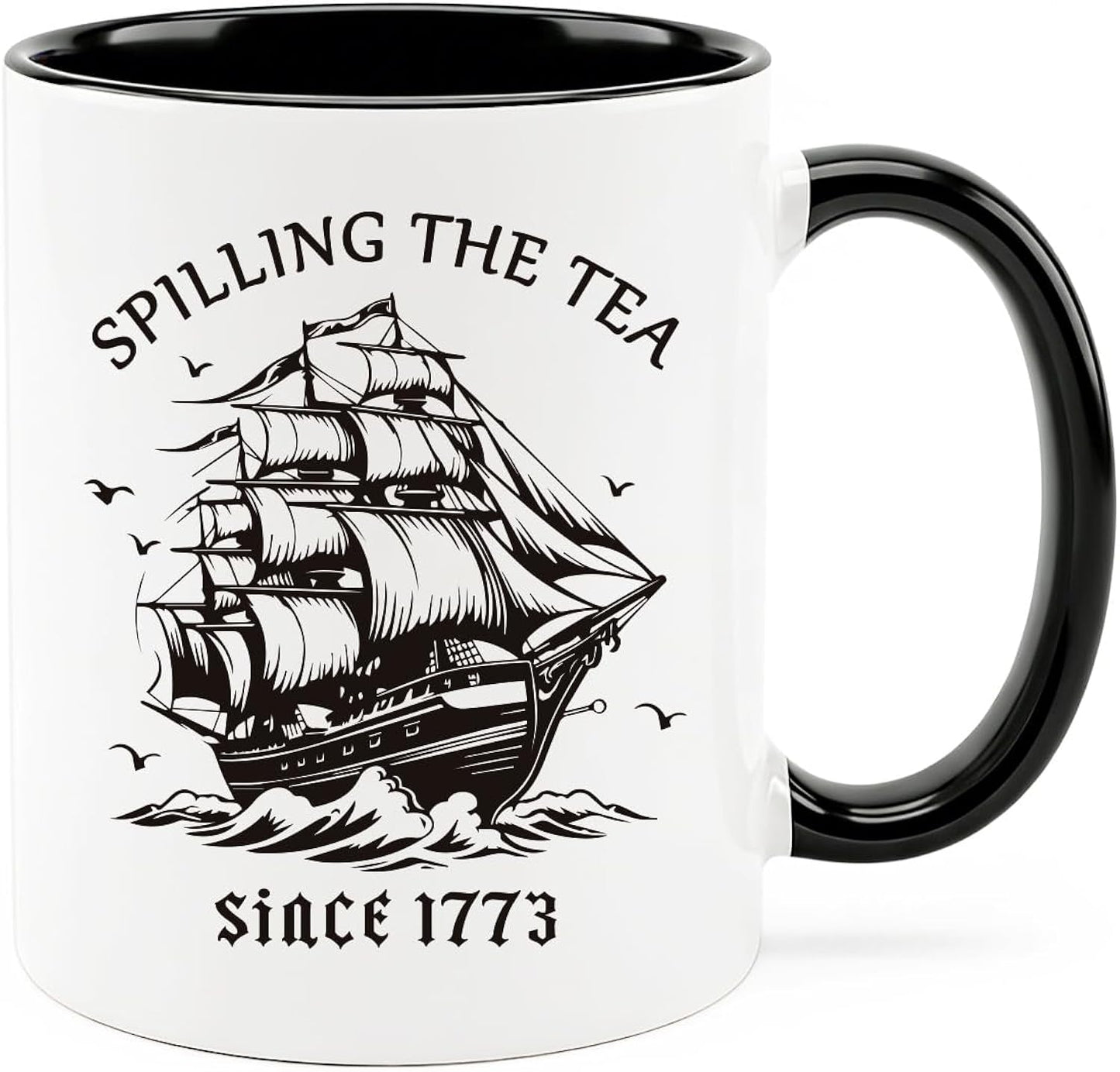 Funny History Teacher Gift Mug, Spilling the Tea Since 1773 Coffee Mug, History Lover Gift for Men Women, Double Sided Ceramic Cup 11 Oz