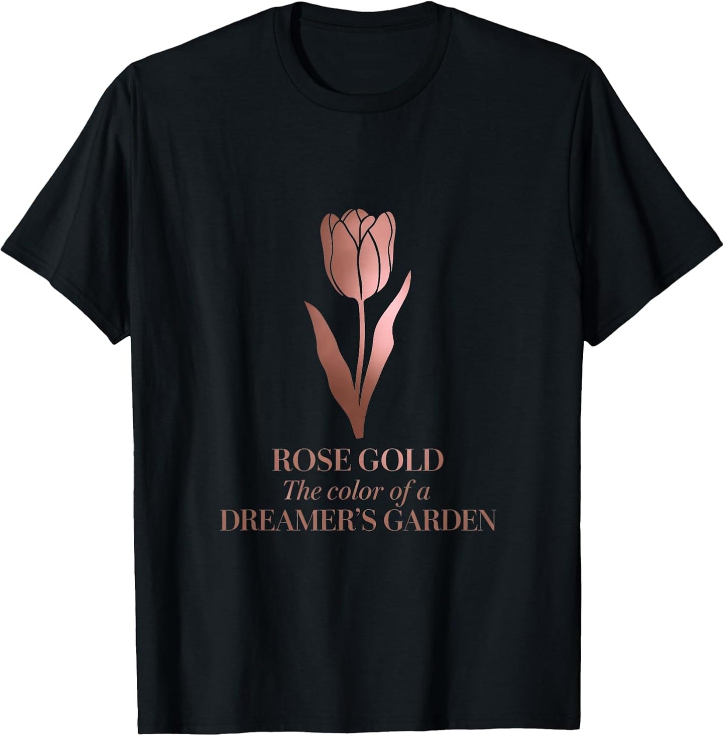 Minimalist Floral Rose-Gold Dreamer’s Garden Tulip Art T-Shirt