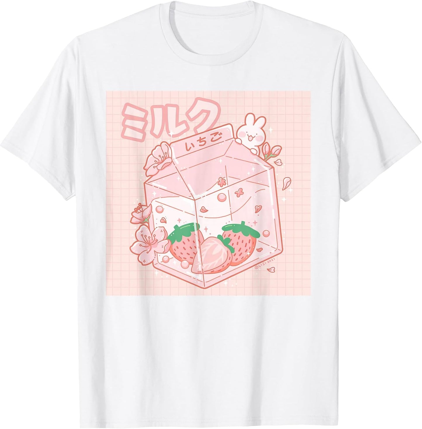 Strawberry Milk Bunny Japanese Kawaii Anime Aesthetic T-Shirt