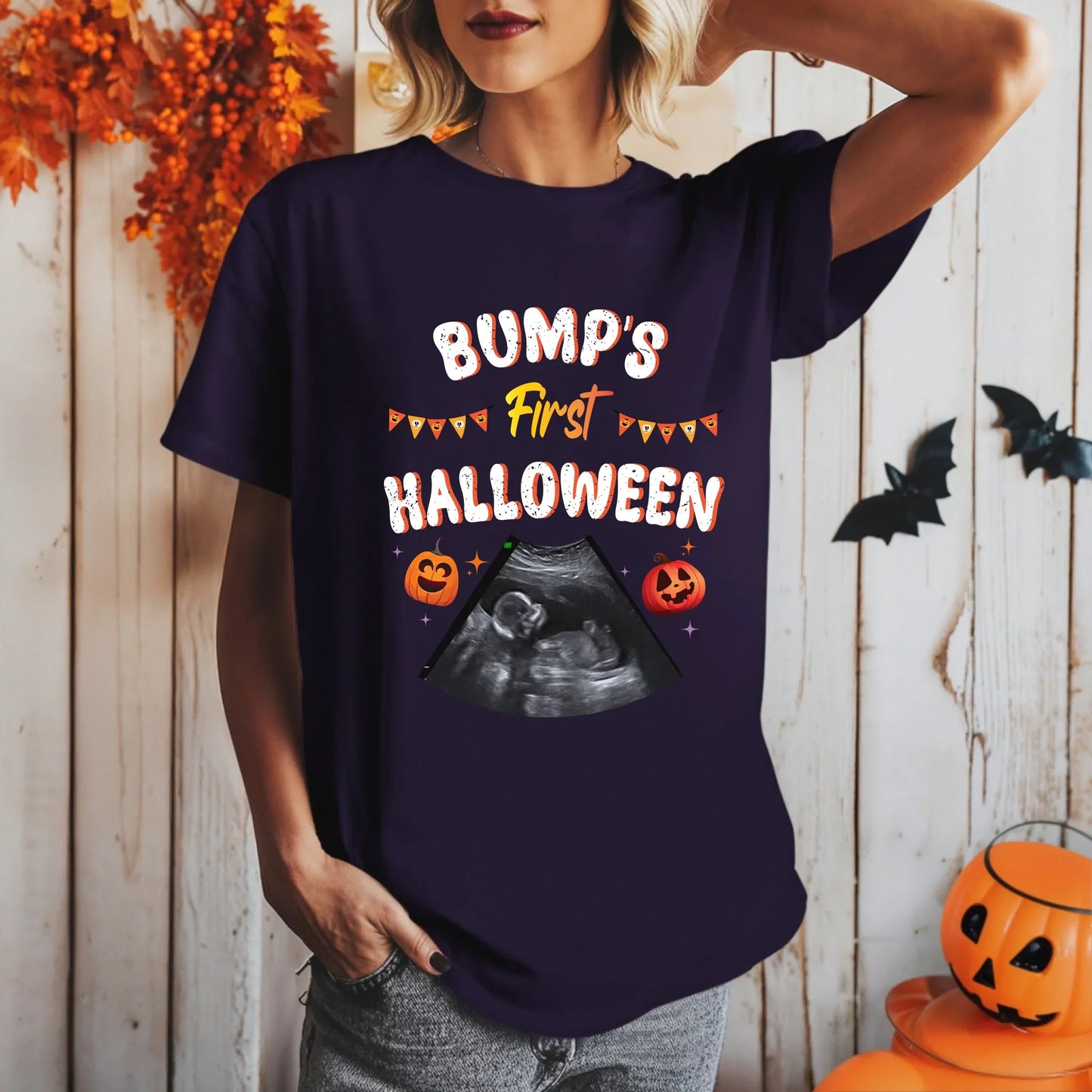 Personalized Bump’s First Halloween Shirt – Custom Ultrasound Photo Hoodie, Sweatshirt | InkThreadWorks.com (Image 5)